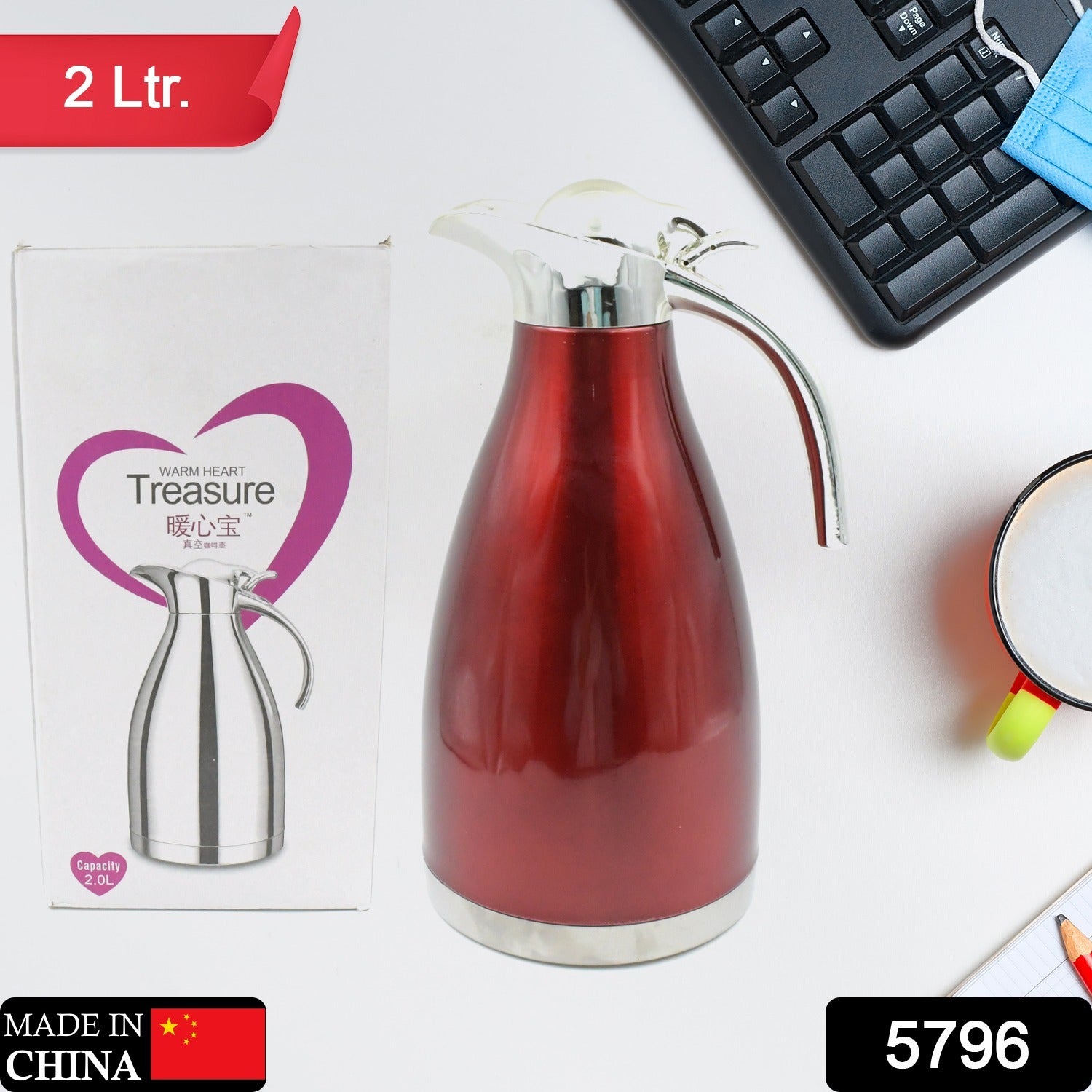 2L stainless steel kettle jug, vacuum insulated for keeping beverages hot or cold. 2L stainless steel kettle jug, vacuum insulated for keeping beverages hot or cold.